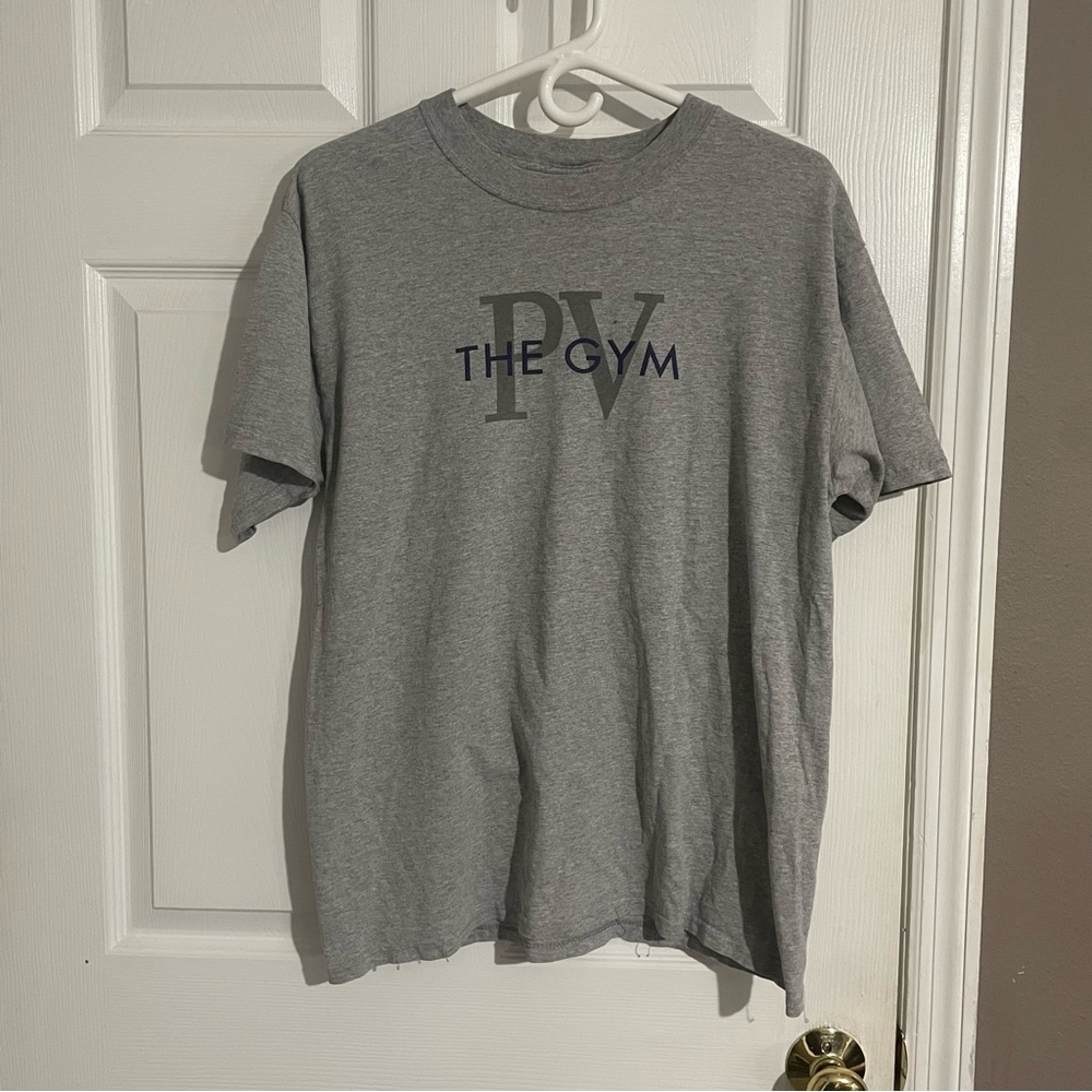 Vintage Alstyle Apparel T-Shirt Size Large Short Sleeve Grey The Gym PV Pullover